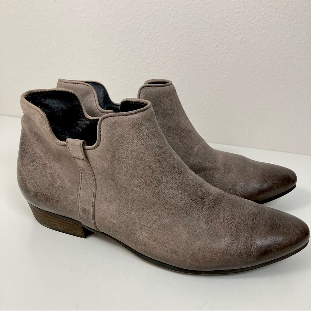 Paul Green Taupe Grey leather boots booties handmade sUK 6  US 8.5 8 1/2  B032 - Picture 4 of 15